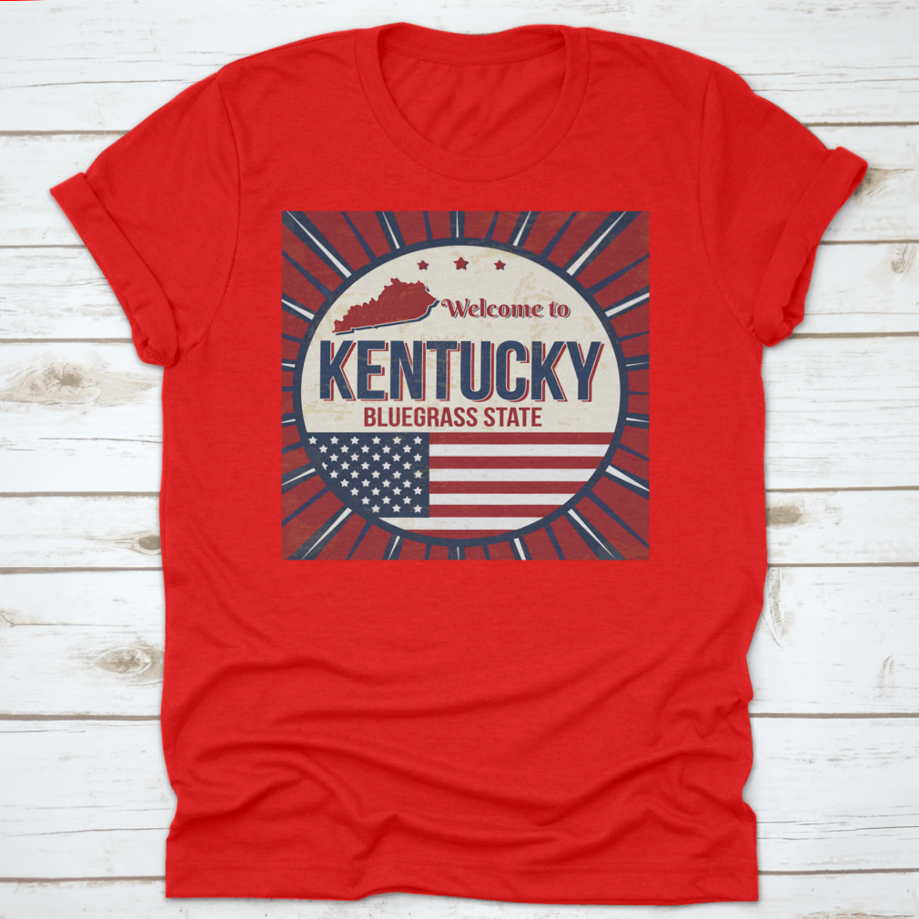 A comfortable t-shirt featuring a detailed map of Kentucky, showcasing the Bluegrass State with vibrant colors and quality fabric.